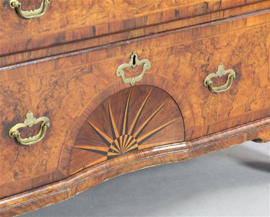 An early 18th century walnut chest on chest, W.3ft 5in. D.1ft 9in. H.6ft 3in.